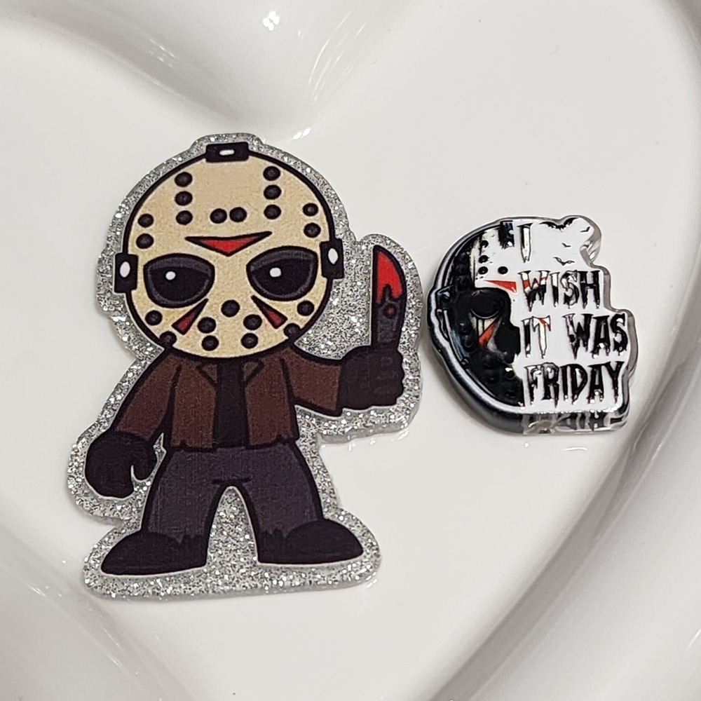 Horror I Wish It was Friday Flatback Focal Bead Keychain Beaded Pen Badge